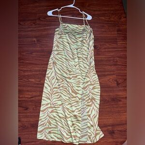 Forever 21 Green and Tan Zebra Print Dress